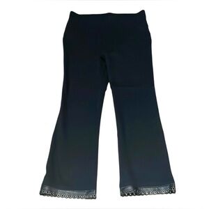 Style & Co Flare pants Black Grommet & faux leather details at hem Plus Size 14W